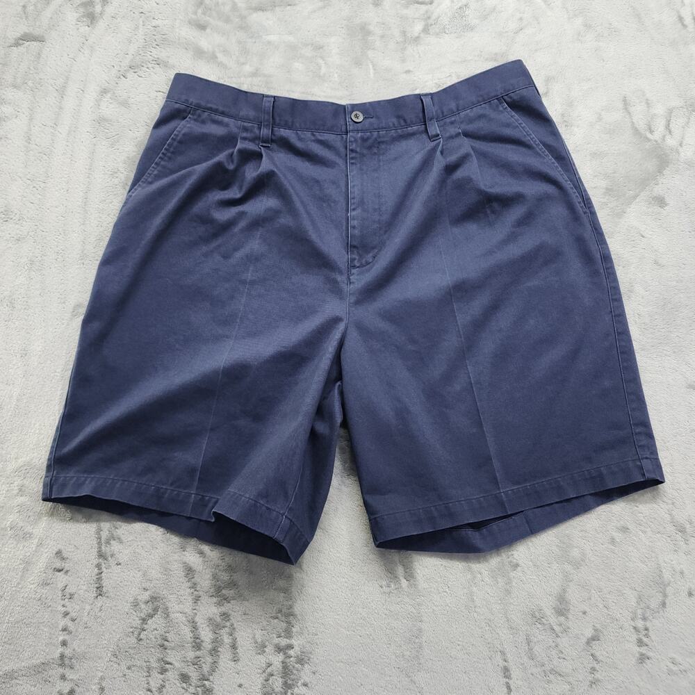 KnightsBridge Shorts Mens 38 Blue Pleated Chino Cotton Preppy Office Career Golf